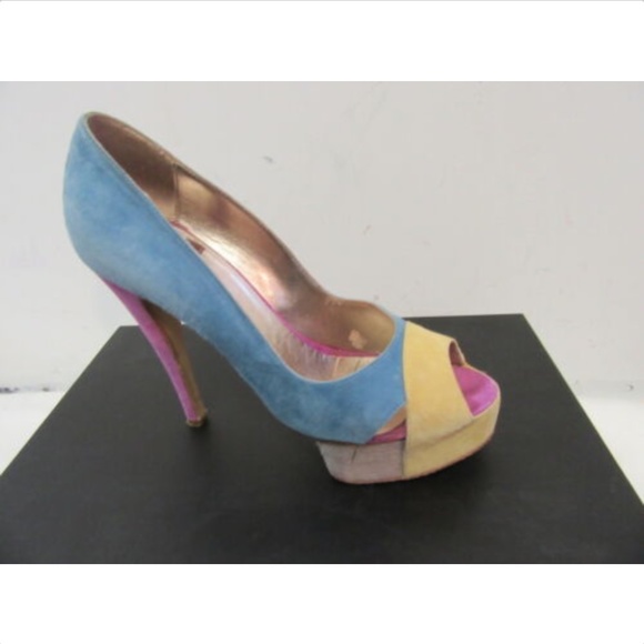 MAX MONELLI MULTI COLOR SUEDE PLATFORM PUMPS SZ 9 - Picture 3 of 6